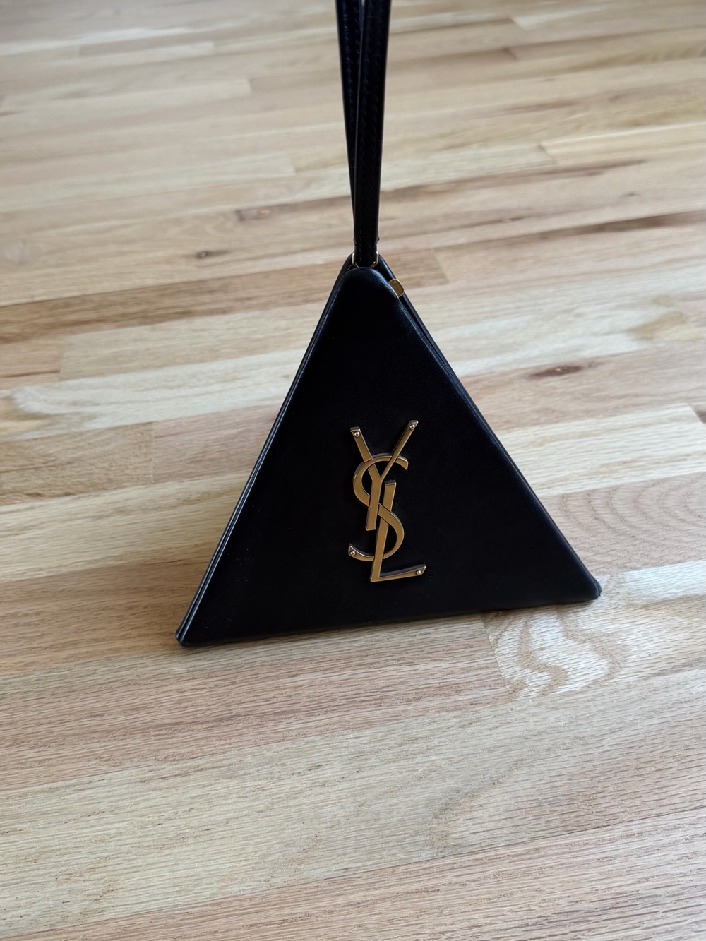 YSL Saint Laurent Black Leather Pyramid Handbag